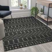 Flash Furniture Geometric Bohemian Low Pile Rug - 5' x 7' - Dark Gray/Ivory Polyester RC-CR19-1330-57-GR-GG